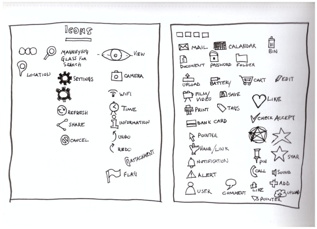 Icons sketch from UX course